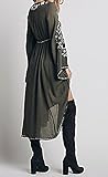 R.Vivimos Womens Cotton Embroidered High Low Long Dresses Small Army Green