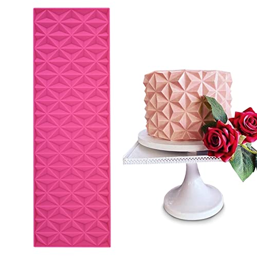 Fondant Molds Silicone Shapes Border Decoration, Fondant Impression Mat Diamond Lace Mat Mold Silicone Fondant Baking Cake Moldes Pleated Lace Waves Mold for Cake Cupcake Pastry Polymer Clay Type 5