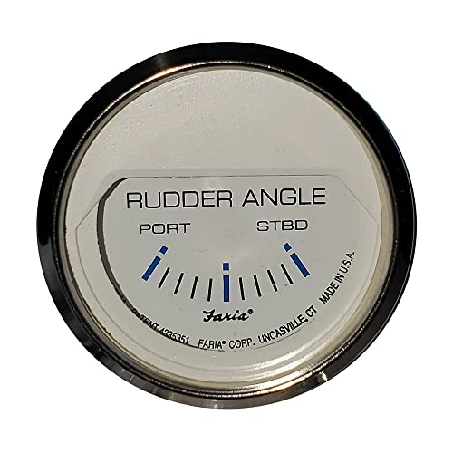 Faria Beede Instruments Faria 13822 Chesapeake Rudder Angle Indicator Gauge - White SS, 2"