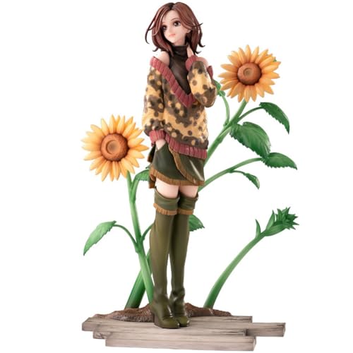 QAHEART Anime Illustration Komatsu Nana Figure Sunflower Floor Stand Girl Figure Original Painting Figure Desktop Ornament