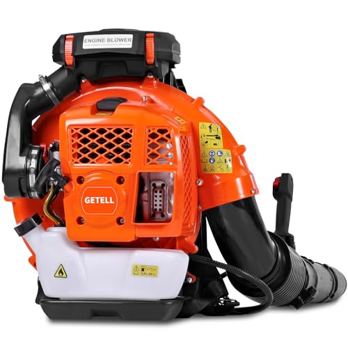 Getell 80cc Gas Backpack Leaf Blower, 900CFM 206MPH 2-Stroke Engine, Heavy-Duty Leaf & Snow Blower for Lawn, Garden & Commercial Use (856 EZ)
