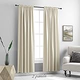 DONREN 2 Panels 84 inch Length Cream Beige Blackout Curtain Panels for Bedroom - Rod Pocket Room Darkening Thermal Insulated Curtains for Living Room (42 x 84 Inches Long)