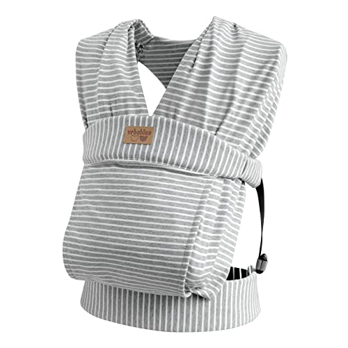 vrbabies Baby Wraps Carrier Newborn to Toddler, Kangaroo Baby Easy Wearing Wrap, Adjustable Soft Baby Holder Front Chest Sling Carriers Perfect Baby Infant Essentials Gifts (Striped Grey, Cotton)