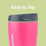 Owala SmoothSip Insulated Stainless Steel Coffee Tumbler, Reusable Iced Coffee Cup, Hot Coffee Travel Mug, BPA Free, Perfect for Cappuccino, 10 oz, Pink (Watermelon Breeze)