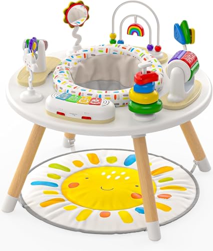 Move2Play 4-in-1 Baby Activity Center | Montessori-Inspired Design | 8 Interactive Toys | Tummy Time, Exersaucer & Toddler Table | Baby Essential