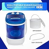 ZENY Portable Mini Washing Machine 8 lbs Washing Capacity Semi-Automatic Compact Washer Spinner Small Cloth Washer Laundry Appliances for Apartment, RV, Camping, Single Translucent Tub Blue