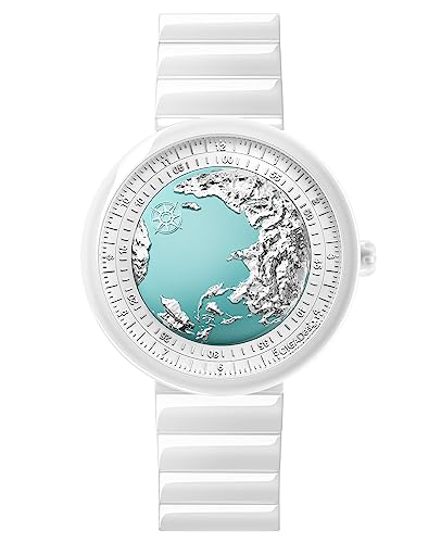 CIGA Design Women's Automatic Watch - U Series Blue Planet Ice Age Sapphire Crystal Ceramics Strap Exquisite Timepiece