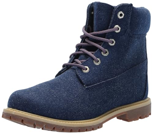 Timberland Women's Premium 6 Inch Lace Up Boot, Dark Blue Canvas, 7.5 Wide
