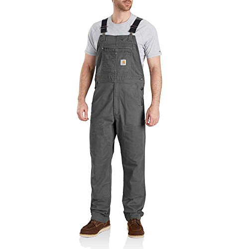 Carhartt mens Rugged Flex Relaxed Fit Canvas Bib Overalls, Gravel, 38W x 30L US