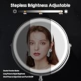 Lighted Makeup Mirror, 3000 mAh Rechargeable Double Sided Magnifying Mirror with 3 Colors, 1x/10x 360° Rotation Vanity Mirror, Brightness Adjustable Magnification Cosmetic Light up Mirror, Women Gift