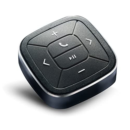 TUNAI Button Bluetooth Remote Control Kit for iPhone and Android; Wireless IPX7 Waterproof Phone Controller for Car Bike Motorbike Steering Wheel; Stereo, Audio, Siri & Camera