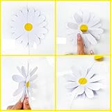 Daisy Party Decorations Yellow White Daisy Polka Dot Garland Double-Sided Daisy 3D Flower Streamer for Spring Summer Birthday Baby Shower Wedding Bridal Shower Retro Groovy Hippie Decorations Supplies