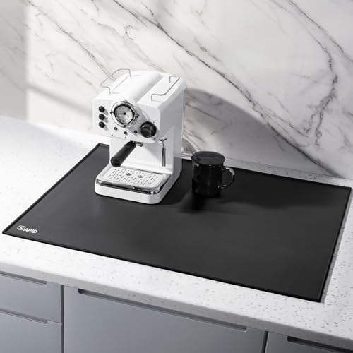 SAPID 32"x24" Extra Large Silicone Mat With Raised Edge, Rolled-Up Silicone Mats For Kitchen Counter Heat Resistant Silicone Mat With Lip, Thick Countertop Protector Mat,Silicone Mats For Crafts,Black