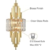 TENGIANTS Modern Wall Sconces 2-Light Brushed Gold Wall Sconces Crystal Wall Light for Living Room Bedside Stairway Hallway