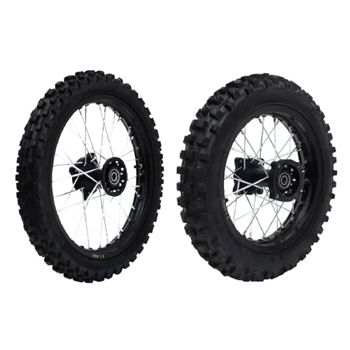 60/100-14 Front Wheel and 80/100-12 Rear Wheel Tire and Rim Kit for Off-Road Bikes, Pit Bikes, Monkey Bikes, 50cc 70cc 90cc Off-Road Pit Bikes