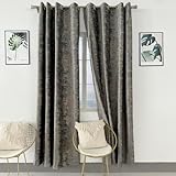 Amidoudou 1 Pair Nordic Style Luxury Velvet Curtains for Living Room Gray and Gold Bedroom Curtains (Gray,54x90 Inch)