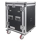 Sound Town PA DJ Combo with 14U Rack/Road ATA Case w/Slant Mixer Top, 2 DJ Tables and Casters, One 10 Outlet AC Power Conditioner/Sequencer (STMR-14T2PS10)