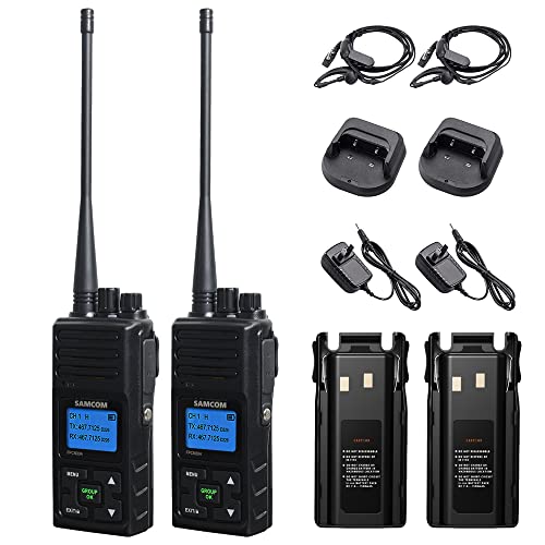 SAMCOM Long Range Radio Walkie Talkies for Adults, FPCN30A Two Way Radio Rechargeable, 5 Watt High Power 2-Way Radio, Programmable UHF Radios with Earpiece (Black 2 Pcs)