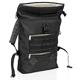 Xtreme Sight Line ~ AQUA RT~S Water-Proof Faraday Backpack ~ Sleek, Compact, Blocks RF and EMF ~ Stone ~ Dimensions: (roll-top closed): 17" tall by 13.5" wide by 4.5" deep