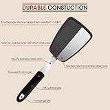 Unicook 2 Pack Flexible Silicone Spatula, Turner, 600F Heat Resistant, Ideal for Flipping Eggs, Burgers, Crepes and More, Black