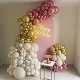 PatiCool Metallic Gold Balloons - 12 inch 100pcs Latex - Chrome Gold Balloons with 2 Ribbons, Golden Balloons for Birthday Party, Graduations, Wedding, Baby Shower Decorations