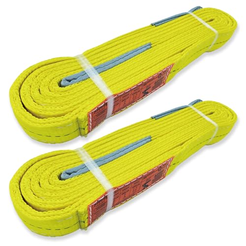 2-Ply Lifting Straps 2”x 15 ft Webbing Sling Tree Saver 2Pack Heavy Duty Web Strap Rigging Moving Towing Hoisting Gear KODIAK STRAPS