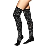 Lookswe Womens Over Knee High Socks Sexy Sparkle Rhinestone Stockings Long Casual Socks Black