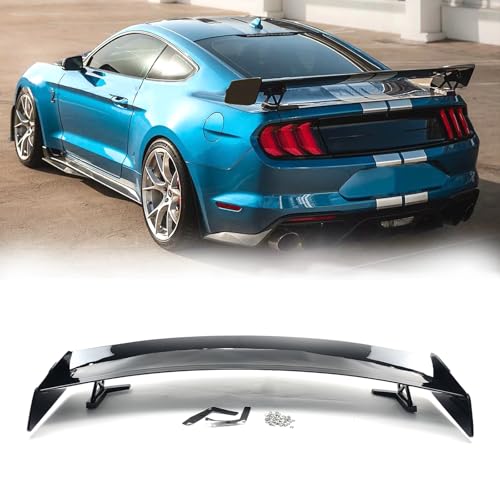 skkyoro Rear Spoiler Trunk Wing with Metal Stand Compatible with Ford Mustang 2 Door Coupe Models 2015-2023 GT500 Style Rear Trunk Lid Wing Spoiler (Glossy Black)