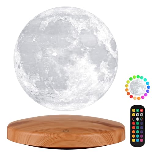 GROPINFLY Levitating Moon Lamp Galaxy Lamp 6 inch 18 Colors LED 3D Moon Light, Remote & Touch Control Lava Lamp Moon Night Light Gifts for Girls Boys Kids Women Birthday