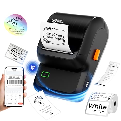 Label Maker, Thermal Label Maker, Barcode Label Printer for Small Business, Bluetooth Label Maker Machine Compatible with Phone & PC, Inkless Portable Label Makers for Address, Logo, Barcode