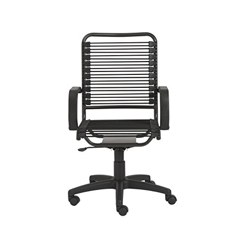 EURO STYLE Bradley Round Bungie Office Chair in Black with Graphite Frame and Black Base, Two-Lock Tilt,360° Swivel, Adjustable Height, Blends Functionality for Home and Business Needs