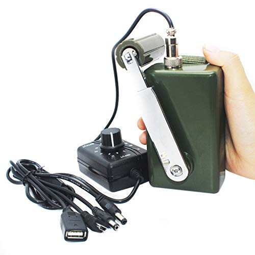 Hand Crank Generator High Power Charger for Outdoor Mobile Phone Computer Charging 30W / 0-28V with USB Plug (Green Generator + DC Regulator)