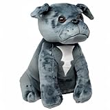 Shelter Pets Stuffed Animals: Magnum - 16" Grey Pitbull Dog Plush Toy - Based on Real-Life Adopted Pets - American Staffordshire Terrier - Benefiting The Animal Shelters They were Adopted from