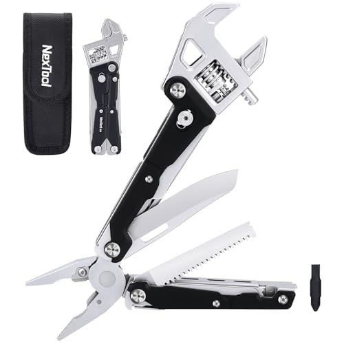 NexTool W4 Adjustable Ratchet Wrench Multitool, 11-IN-1 Foldable EDC Tool with Pliers, Knife, Saw and Screwdriver, Multi Tool for Camping, DIY, and Gifts for Him