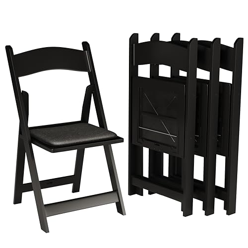 SIMPLEX 12 Black Resin Stackable Folding Chair - Comfortable Black Foldable Chair - Folding Chairs with Padded Seats - Indoor/Outdoor Folding Chairs for Events - Lightweight Foldable Chairs (12 Pack)