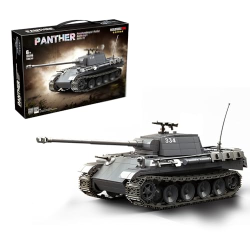 kowkis Panther Medium Tank Building Block,WW2 Armed Tank Building Set,Military Construction Model Toy for Adult, QG100246(1180 Pieces)