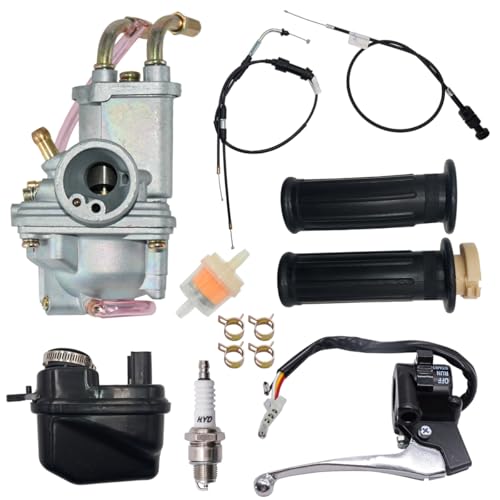 XINGLI PW50 Carburetor with Air Filter Fit for Yamaha PW 50 Peewee PW50 Y-Zinger Carb 1981+ with Throttle Choke Cable/Hand Grip Set/Throttle Housing Start Switch