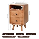 Towood Lifee Nightstand, Solid Wood Night Stand, Mid Century Modern Side Table, 2 Drawers End Table w/Storage, Bedside Tables for Bedroom, 13.78 W x 13.78 D x 23.23 H Inches, Cherry Wood Color