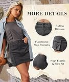 EARKOHA Women's Mini Cargo Skirt Y2K Button Low Waist Short Skirts Bodycon Denim Jean Skirt with Flap Pockets Gray M