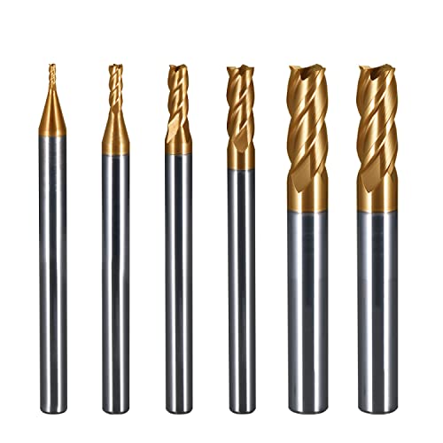 JIULI TOOL HRC60 Carbide End Mills Set Tungsten Steel Milling Cutter 4 Flutes 6pcs 1mm 2mm 3mm 4mm 5mm 6mm