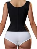 YIANNA Waist Trainer for Women Tummy Control Sports, Workout Hourglass Vest Waist Cincher with Adjustable Shoulder Strap,YA7293-Black-L