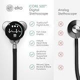 Eko CORE 500™ Digital Stethoscope — 40x Amplification, Active Noise Cancellation, 3-Lead ECG, FDA-Cleared AI, Full-Color Display, FSA/HSA Eligible — Silver, COR501