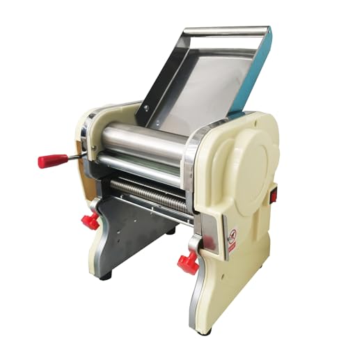 JARYANNIX Electric Pasta Press Maker, Stainless Steel Noodle Making Machine, 3mm and 9mm Wide Knife, Adjustable Width, Automatic Noodle Maker for Home Commercial 110V 550W