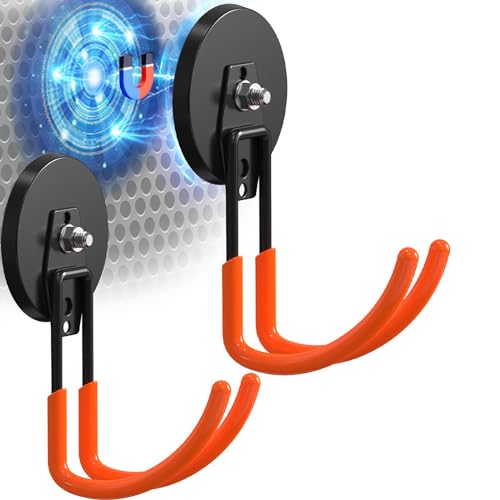 AIYOTAR Extra Large Heavy Duty Magnetic Hooks for Hanging Garage Tools, 3.5in Ndfeb Strong Magnet Hook Heavy Duty, Super Big Magnetic Storage Utility Hook, Magnetic Hanger Holder Wall Mounted, 2 Pack