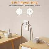 TESSAN Twin Extension Cord 12 FT, Double Ended Flat Plug Surge Protector Power Strip, 3 Non Blocking Outlets 6 Feet Power Splitter Each Side, Dual Split Outlet Extension for Home Office Dorm Room