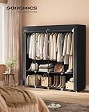 SONGMICS Portable Closet, Wardrobe Closet Organizer with Cover, 4 Hanging Rods and Shelves, 4 Side Pockets, 66.9 x 17.7 x 65.7 Inches, Large Capacity for Bedroom, Living Room, Ink Black URYG094B02