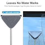 CTIME 78'' Window Squeegee with Extension Pole, 3-in-1 Professional Window Cleaning Kit, Triangle Outdoor Window Cleaning Tools for Hard-to-Clean Corners