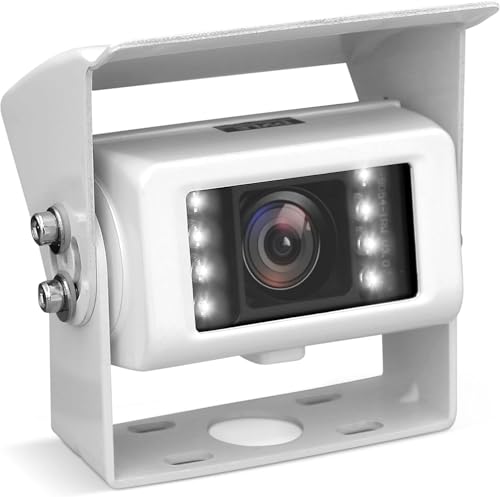 Pyle 7'' Digital Marine Camera, 150 Degree Rear View Camera White, RV Camera, Designed for Car/Truck use 12/24 Volt Systems, Water Resistant with Built in Microphone, w/ IR Night Vision Illumination