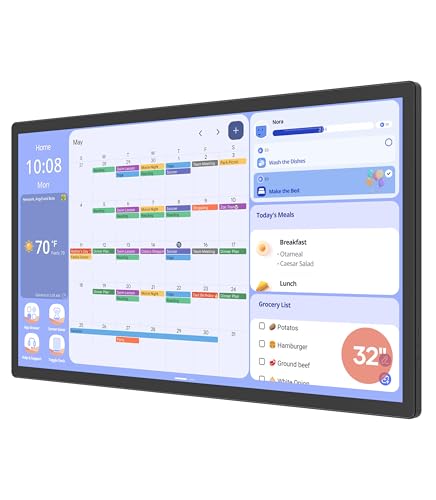 Cozyla 32 Inch Digital Calendar Wall Touch Screen Syncs All Android Tablet Apps To Do List Notepad Electronic Wall Smart Calendar for Family Chore Chart for Kids Adults Meal Planner Wall Mount Black