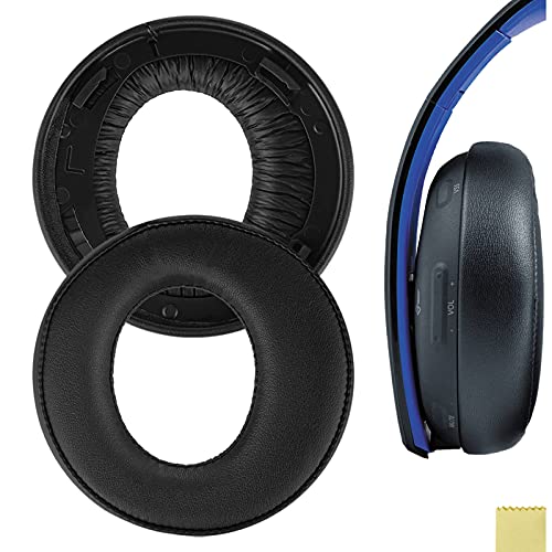 Geekria QuickFit Replacement Ear Pads for Sony PlayStation Gold Wireless Stereo CECHYA-0083 Headphones Ear Cushions, Headset Earpads, Ear Cups Cover Repair Parts (Black)